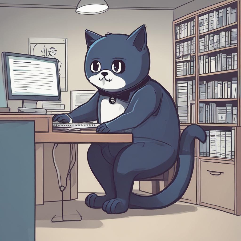 Developer cat with a laptop